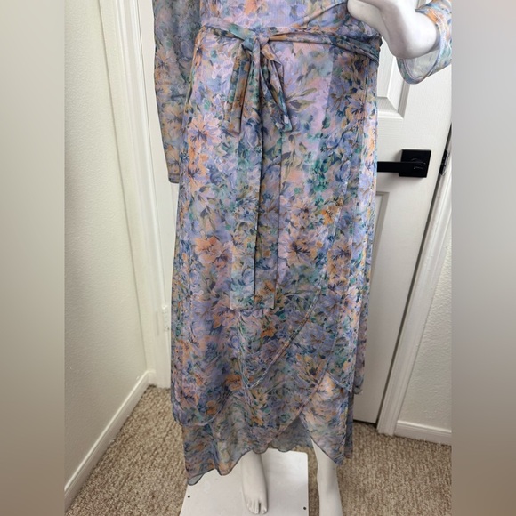 Laundry by Shelli Segal Long Sleeve Floral Mesh Wrap Dress Size 4. D20 - Picture 6 of 17